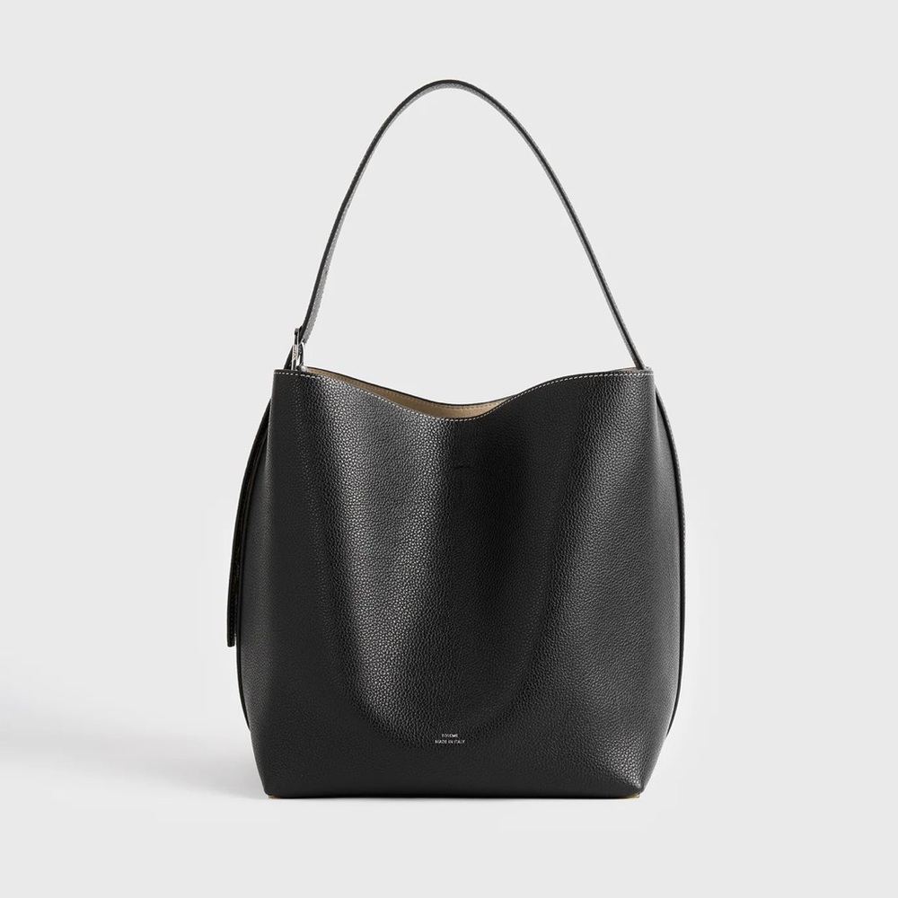 Toteme Black Belted Grained Leather Shoulder Bag - excellent condition